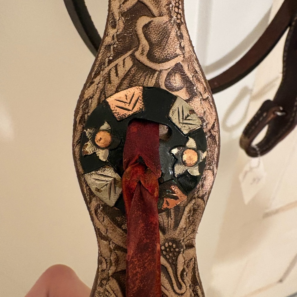 Handmade in Texas- Genuine Dark Leather Browband Western Headstall, Brand New - Picture 10 of 10